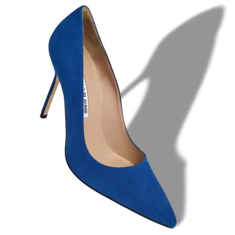 Manolo Blahnik BB Blue Suede Pointed Toe Pumps size 38